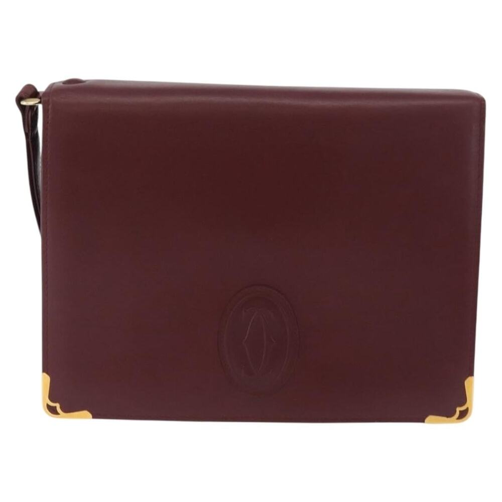 Cartier Leather Must Line Clutch Bag Bordeaux Gold